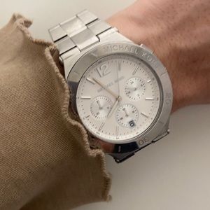 Micheal Kors silver oversized watch